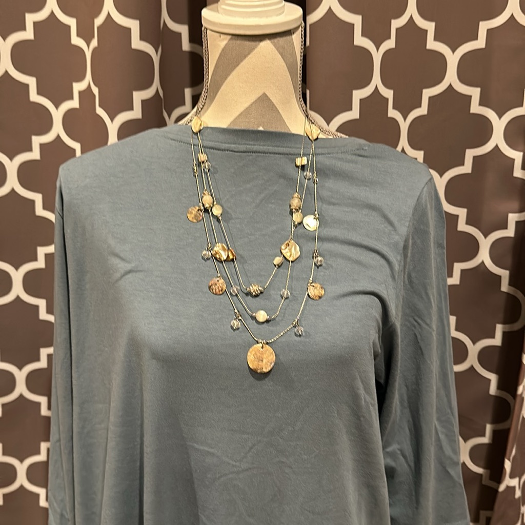 Triple Strand Mother Of Pearl Necklace. Silpada